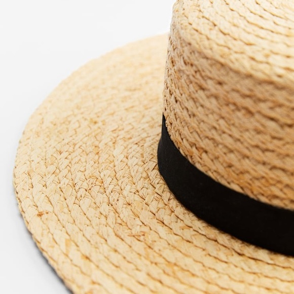 NWT. Zara Natural Raffia Hat with a Contrast Band. Size S. - Picture 3 of 10